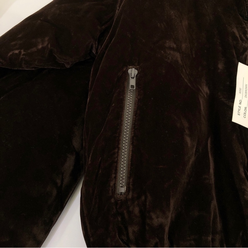 Vintage NWT 90s ARIA Brown Velvet Zip Up Cuffed Bomber Jacket S - Picture 5 of 7